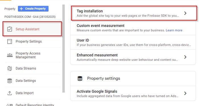 Google Analytics Tag Installation