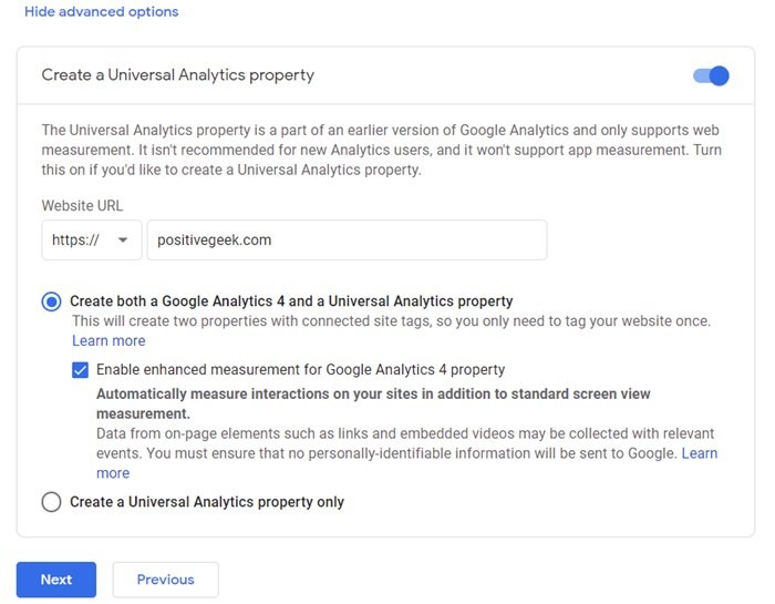 Google Analytics Universal Property Creation