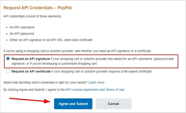 Request Api Credentials On Paypal