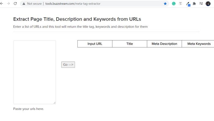 Buzzstream Title, Description Extractor