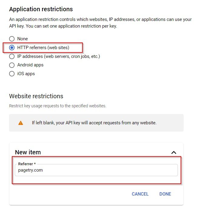 Google Maps Api Key Restriction For Particular Websites